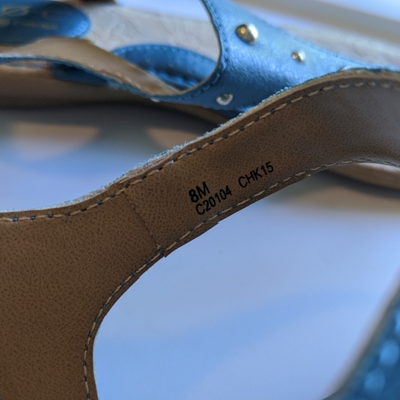 BOC Born Strap Sandals Womens 8M Teal with Gold St - Picture 3 of 4